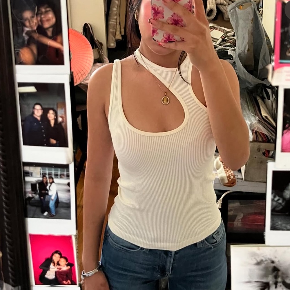 White Ribbed Women's Top